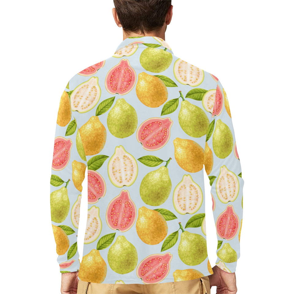 Guava design pattern Men's Long Sleeve Polo Shirt