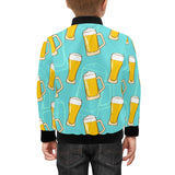 Beer pattern green background Kids' Boys' Girls' Bomber Jacket