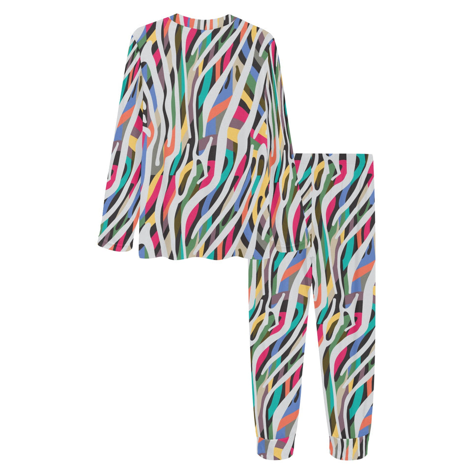 Colorful zebra skin pattern Women's All Over Print Pajama Set