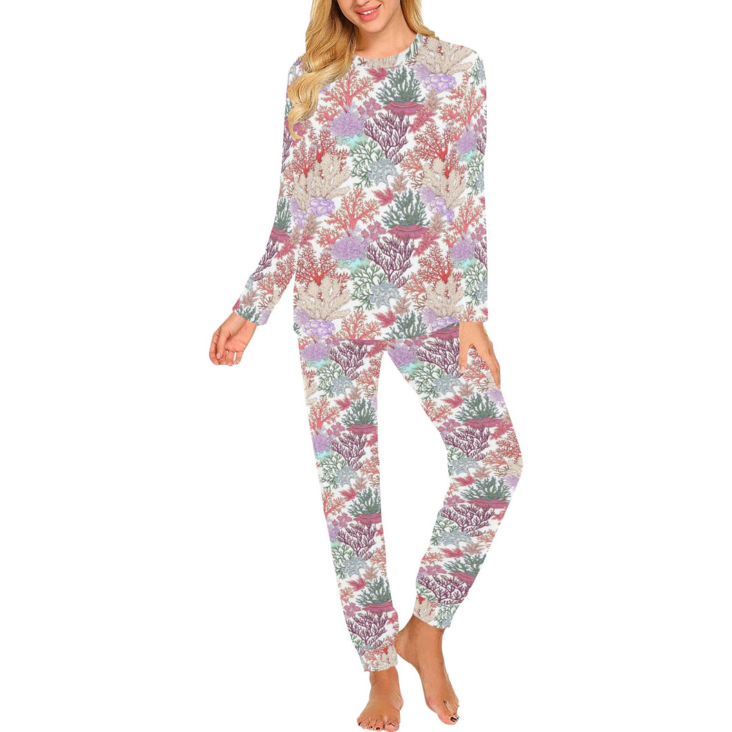 Coral Reef Pattern Print Design 03 Women's All Over Print Pajama Set