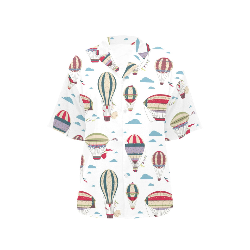 Hot air balloon pattern Women's All Over Print Hawaiian Shirt