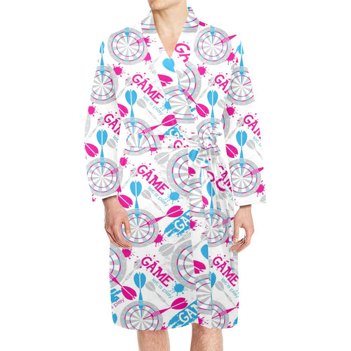 Darts Pattern Print Design 01 Men's Long Sleeve Belted Night Robe