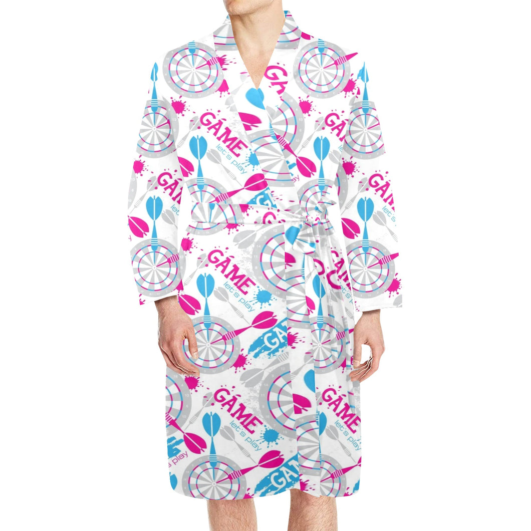 Darts Pattern Print Design 01 Men's Long Sleeve Belted Night Robe