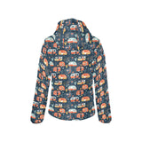 Camper Van Pattern Print Design 05 Women's Padded Hooded Jacket
