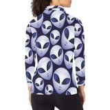 Alien Pattern Print Design 01 Women's Long Sleeve Polo Shirt