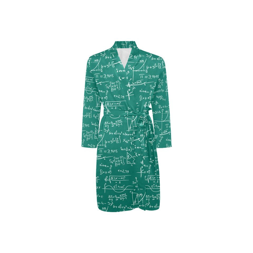 Math Pattern Print Design 01 Men's Long Sleeve Belted Night Robe