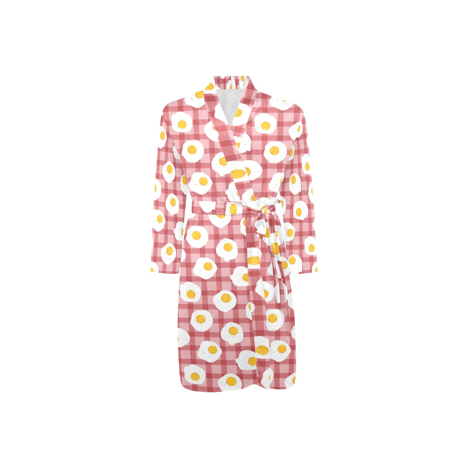 Fried Eggs Pattern Print Design 03 Men's Long Sleeve Belted Night Robe