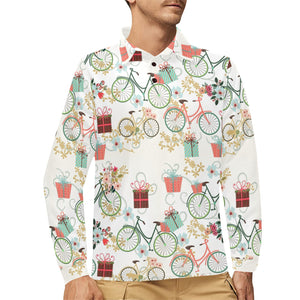 Bicycle Pattern Print Design 05 Men's Long Sleeve Polo Shirt