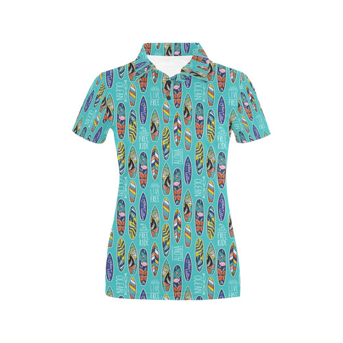 Surfboard Pattern Print Design 05 Women's All Over Print Polo Shirt