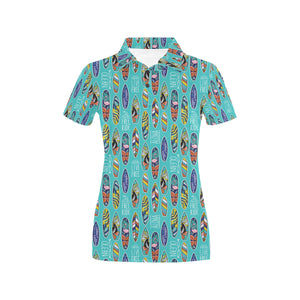 Surfboard Pattern Print Design 05 Women's All Over Print Polo Shirt