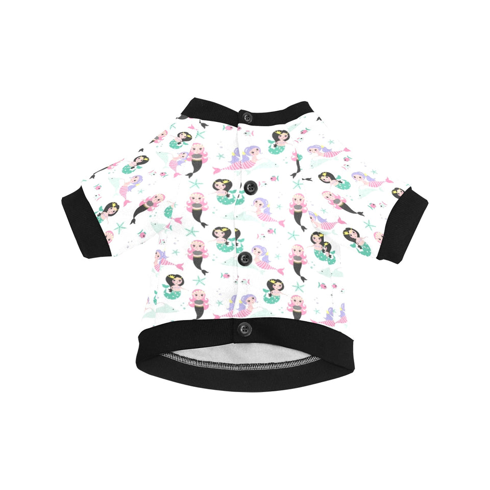 cute mermaid dolphin fish starfish pattern All Over Print Pet Dog Round Neck Fuzzy Shirt