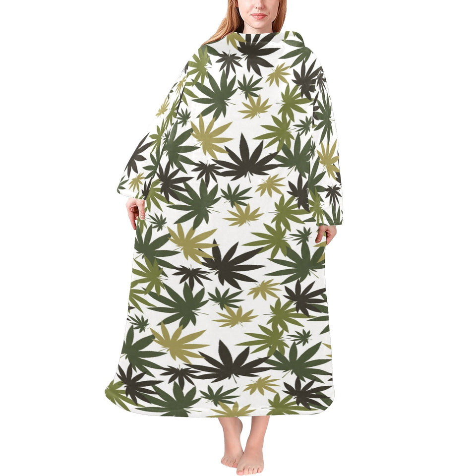 Canabis Marijuana Weed Pattern Print Design 05 Blanket Robe with Sleeves