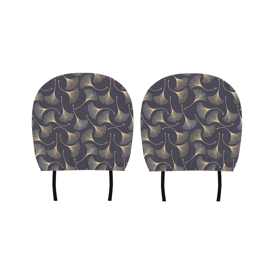 Gold ginkgo leaves Car Headrest Cover