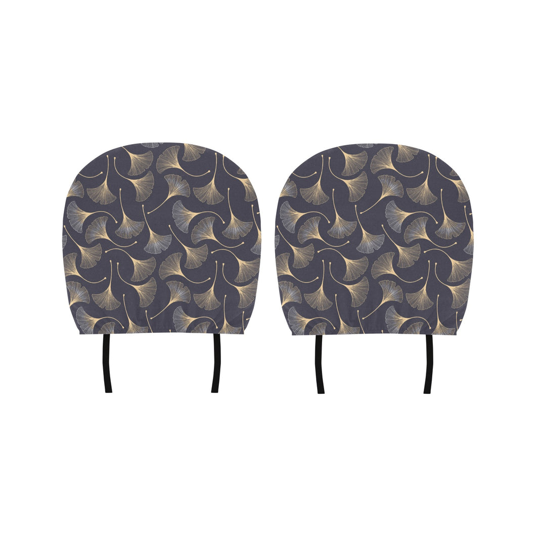 Gold ginkgo leaves Car Headrest Cover