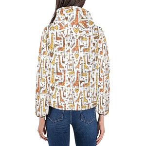 Giraffe Pattern Print Design 04 Women's Padded Hooded Jacket