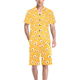 Lion Pattern Print Design 03 Men's V-Neck Short Pajama Set
