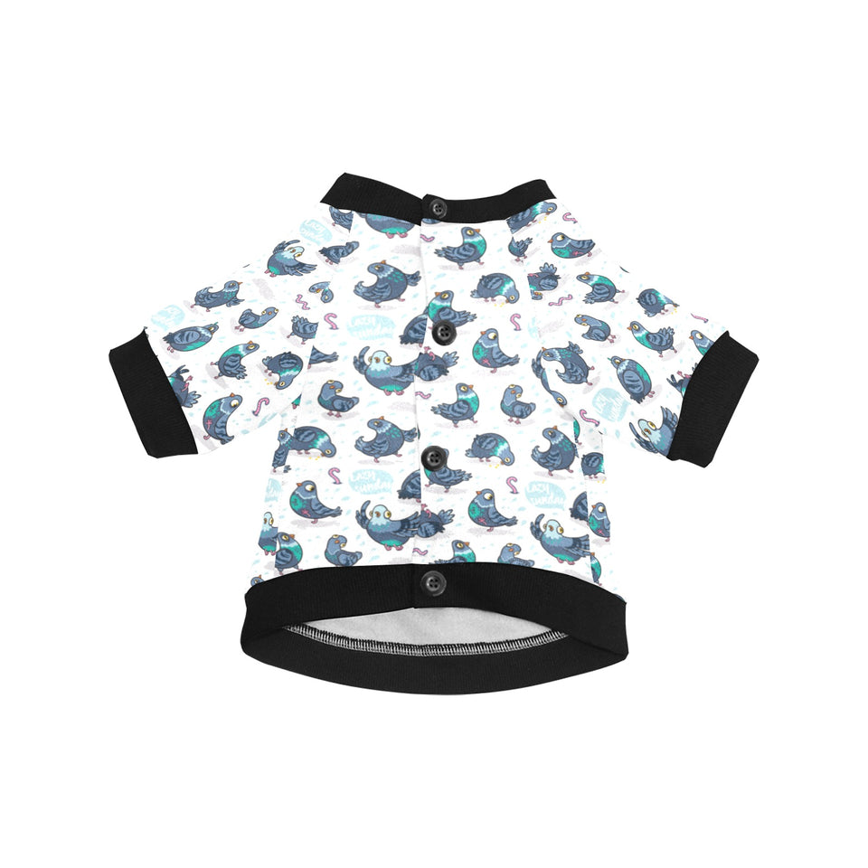 Pigeon Pattern Print Design 02 All Over Print Pet Dog Round Neck Fuzzy Shirt