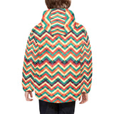 zigzag chevron colorful pattern Kids' Boys' Girls' Padded Hooded Jacket