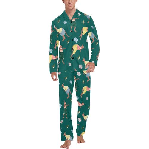 Kangaroo leaves pattern Men's Long Pajama Set