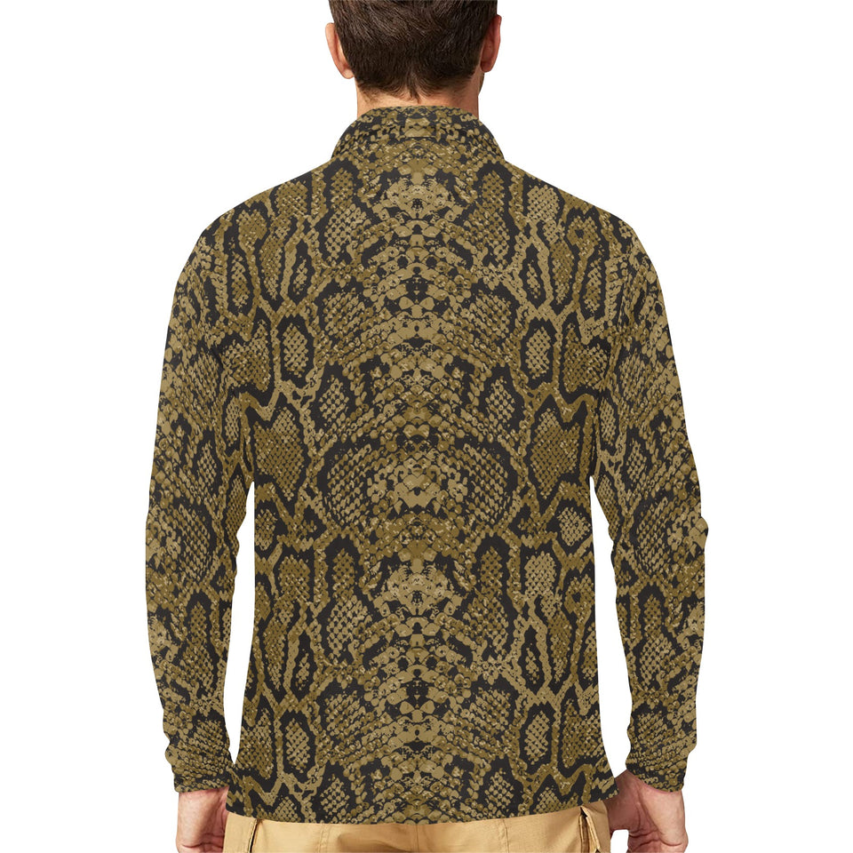 Snake skin pattern Men's Long Sleeve Polo Shirt