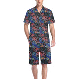 Octopus sea wave tropical fishe pattern Men's V-Neck Short Pajama Set