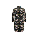 Hummingbird Pattern Print Design 03 Men's Long Sleeve Belted Night Robe