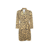 Leopard skin print Men's Long Sleeve Belted Night Robe