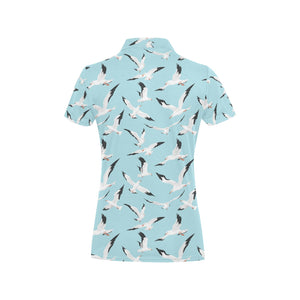 Seagull Pattern Print Design 01 Women's All Over Print Polo Shirt