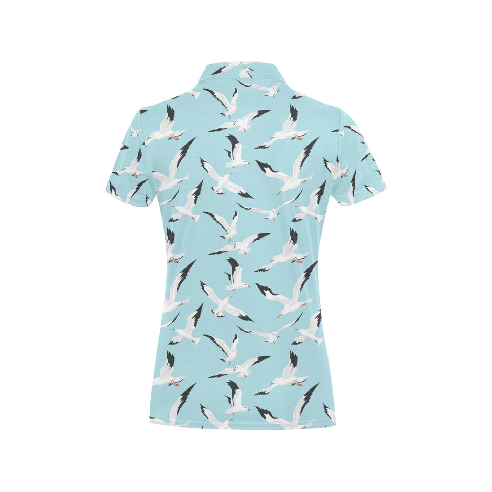 Seagull Pattern Print Design 01 Women's All Over Print Polo Shirt
