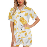 French fries white paper box pattern Women's V-Neck Short Pajama Set