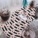 Donuts pink icing striped pattern Blanket Robe with Sleeves