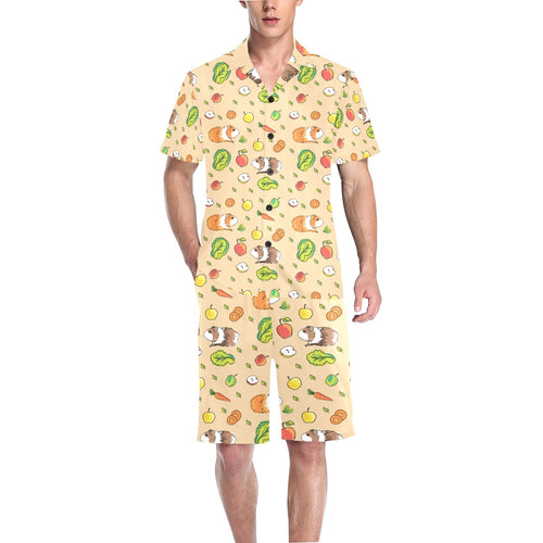 Guinea Pig Pattern Print Design 05 Men's V-Neck Short Pajama Set