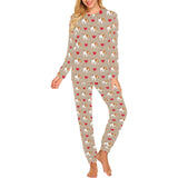 English Bulldog Pattern Print Design 05 Women's All Over Print Pajama Set