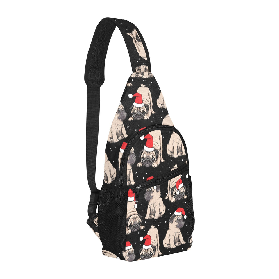 Christmas Pugs Santa_s red cap pattern All Over Print Chest Bag