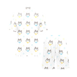 Cute Siberian Husky pattern Men's V-Neck Short Pajama Set