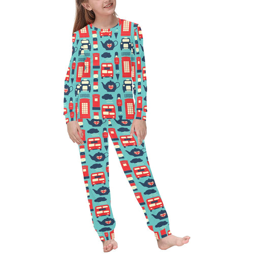British Pattern Print Design 04 Kids' Boys' Girls' All Over Print Pajama Set