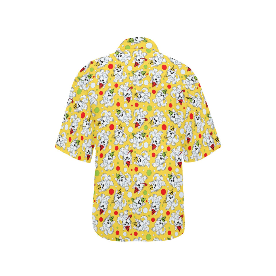 Yorkshire Terrier Pattern Print Design 05 Women's All Over Print Hawaiian Shirt