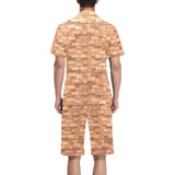 Brick Printed Pattern Print Design 04 Men's V-Neck Short Pajama Set