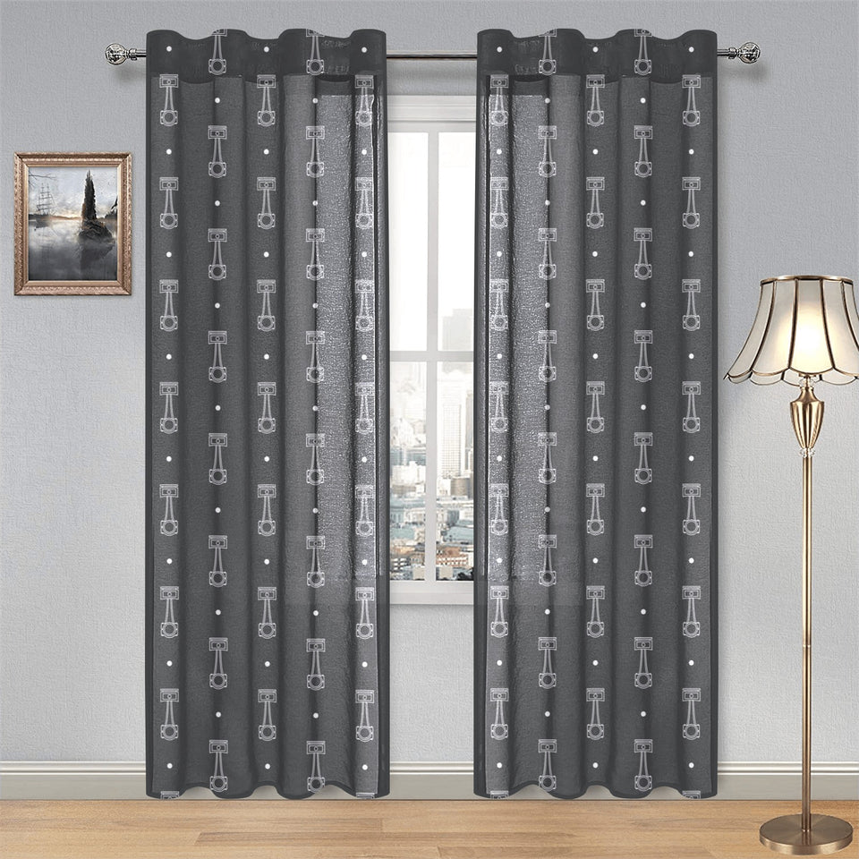 Engine Piston Black Background Pattern Design 02 Gauze Curtain