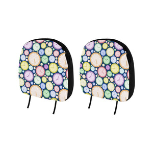 Colorful clock background Car Headrest Cover