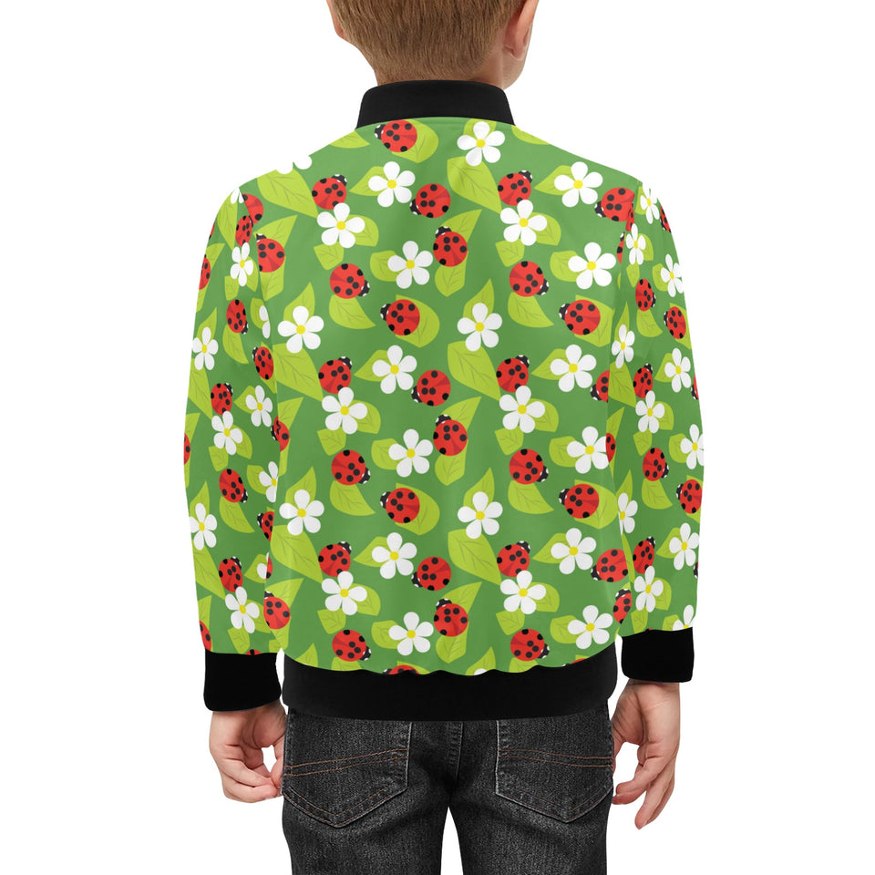 Ladybug Pattern Print Design 01 Kids' Boys' Girls' Bomber Jacket