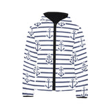 Anchor rope nautical pattern Kids' Boys' Girls' Padded Hooded Jacket