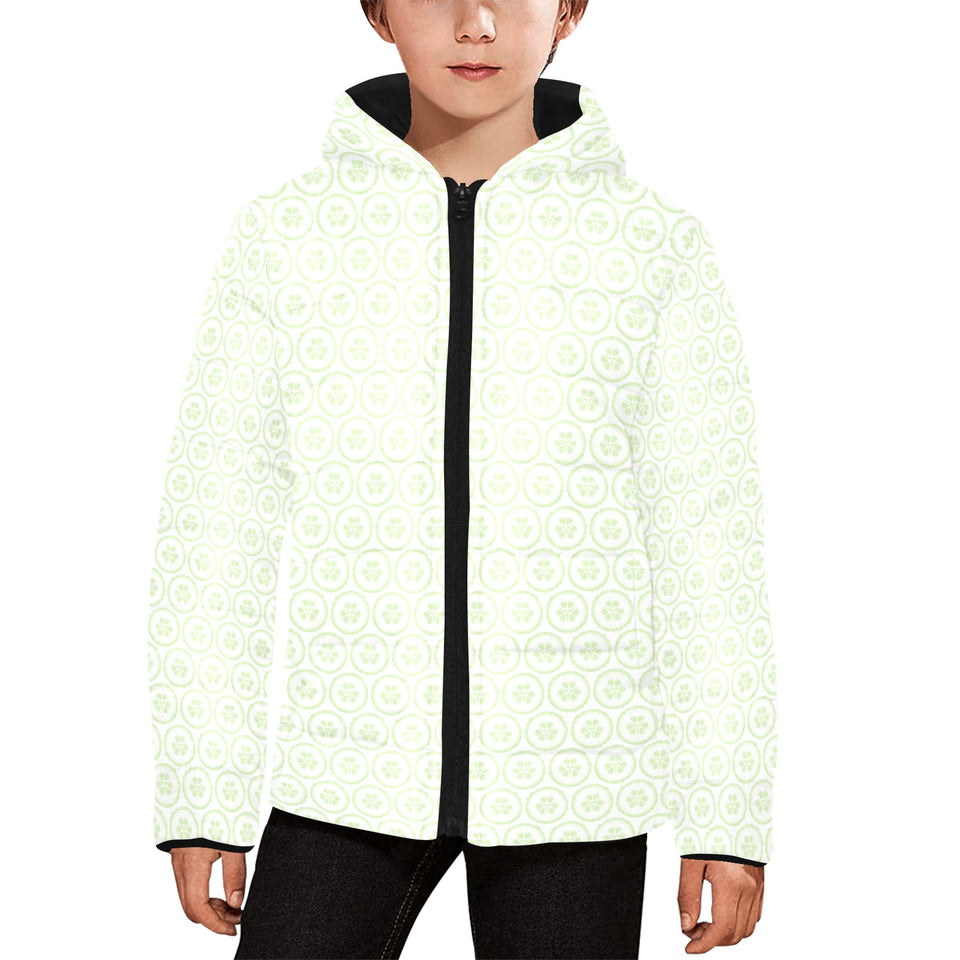 Cucumber pattern background Kids' Boys' Girls' Padded Hooded Jacket