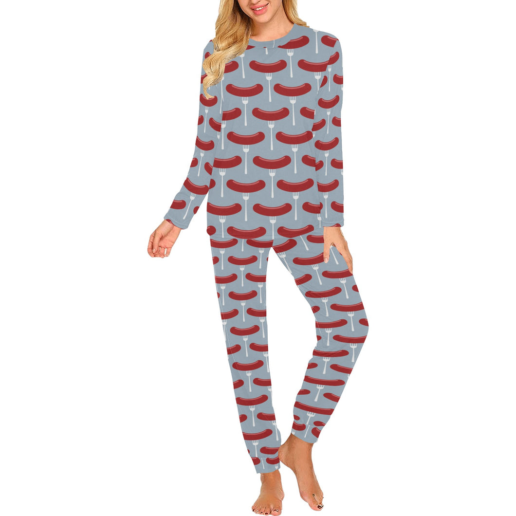 Sausage Pattern Print Design 02 Women's All Over Print Pajama Set