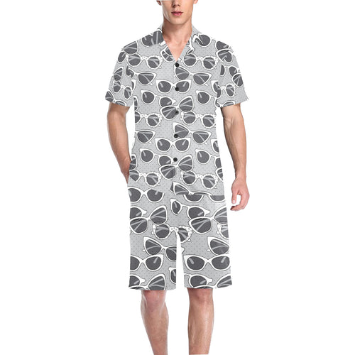 Sun Glasses Pattern Print Design 04 Men's V-Neck Short Pajama Set