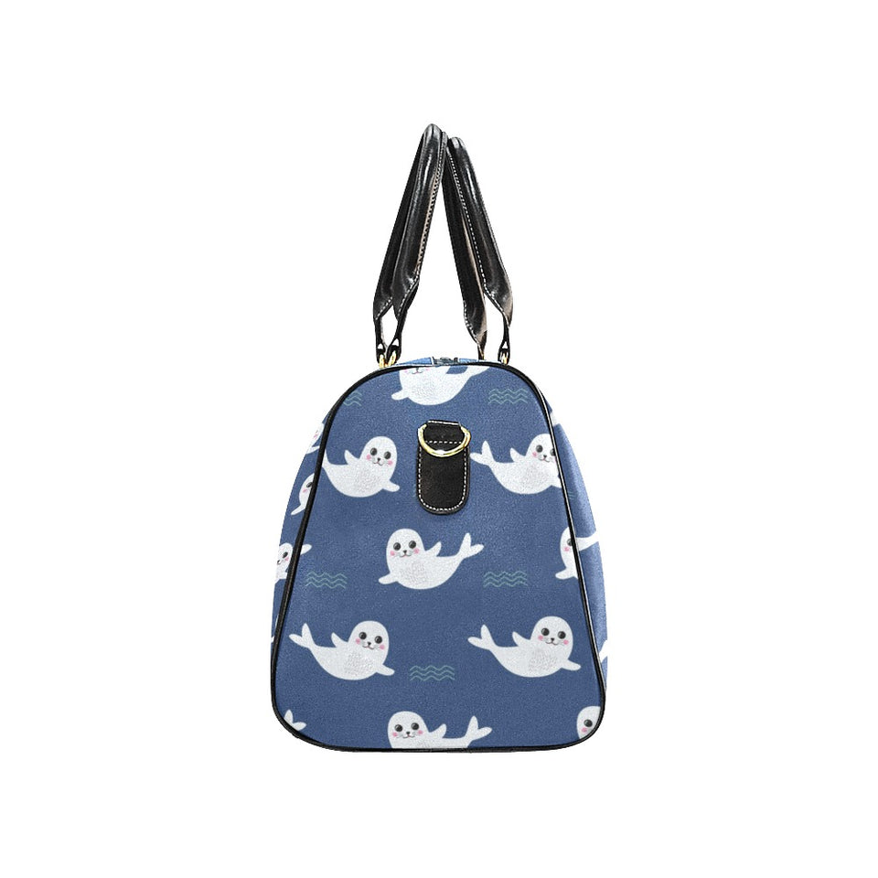 Cute white baby sea lion seal pattern Travel Bag