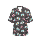 Camera Pattern Print Design 04 Women's All Over Print Hawaiian Shirt
