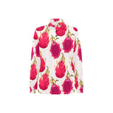 dragon fruits design pattern Women's Long Sleeve Polo Shirt