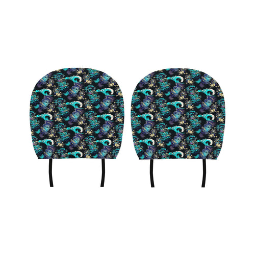 Dragon sea wave pattern Car Headrest Cover