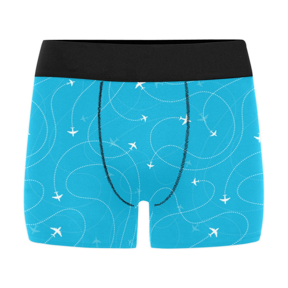 Airplane destinations blue background Men's All Over Print Boxer Briefs Men's Underwear